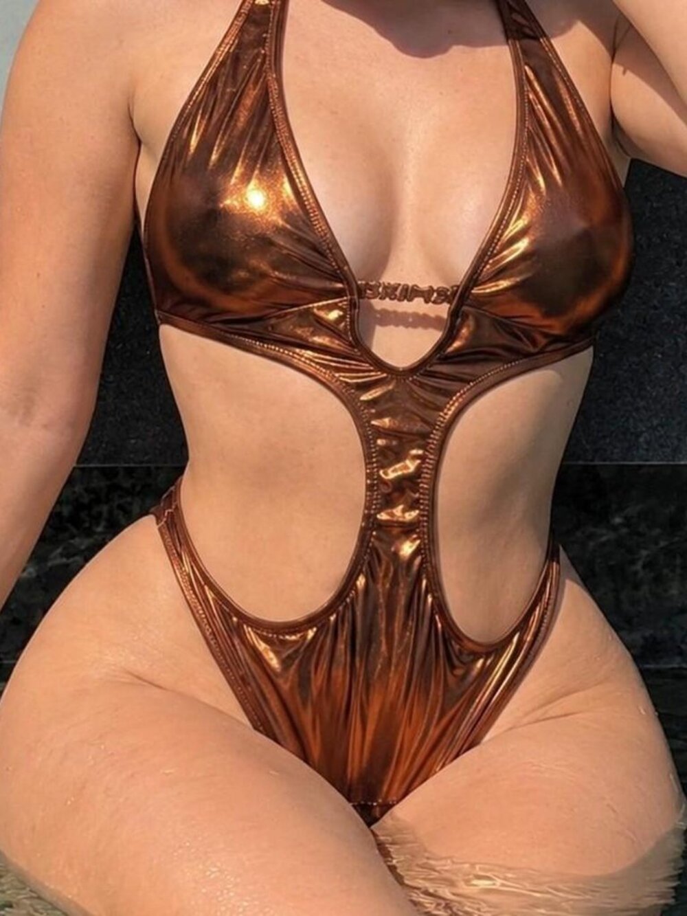 Skims Women's Brown and Orange Swimsuit-one-piece